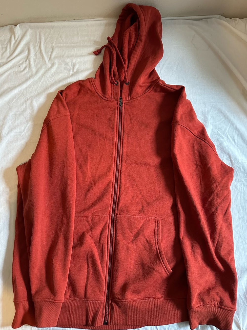 Orange Full-Zip Hooded Sweatshirt